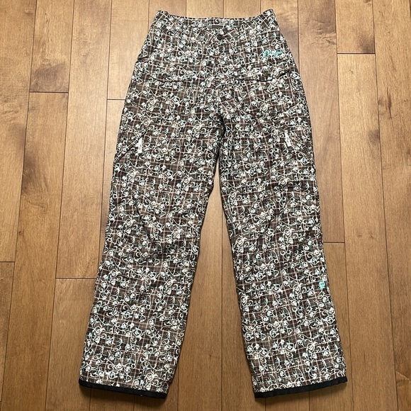ORAGE WOMENS GIRLS SNOWBOARDING SKI PANTS W/ADJUST BAND brown aqua SZ 16 (XS/S) - Picture 5 of 16